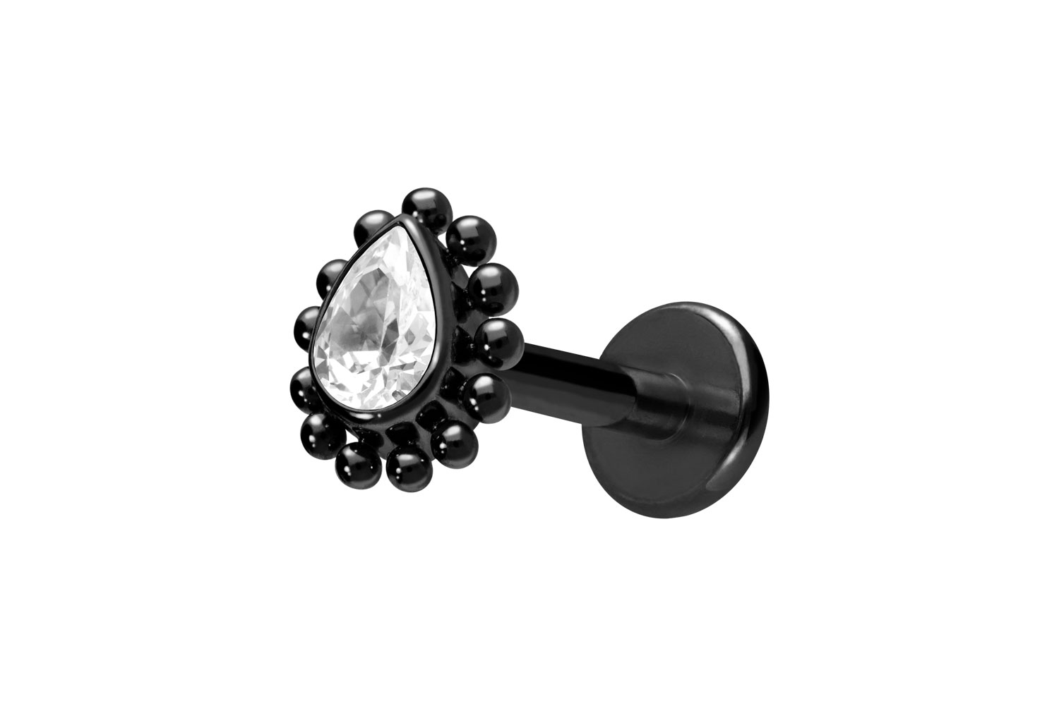 Titan Labret Piercing mit Innengewinde KRISTALLTROPFEN + KUGELN